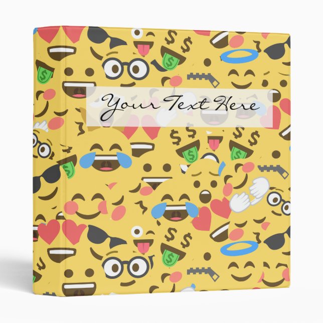 cute emoji love hears kiss smile laugh pattern binder (Front/Spine)