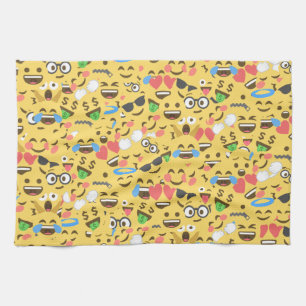 cute emoji love hears kiss smile laugh pattern kitchen towel
