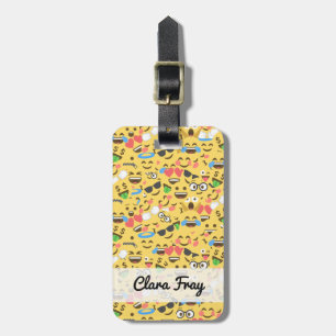 cute emoji love hears kiss smile laugh pattern luggage tag
