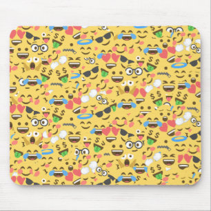 cute emoji love hears kiss smile laugh pattern mouse pad