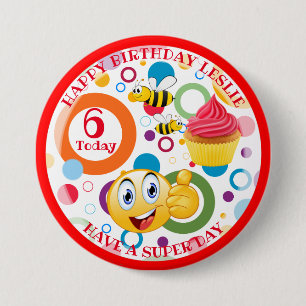 Cute emoji personalized Kids' age Birthday Button