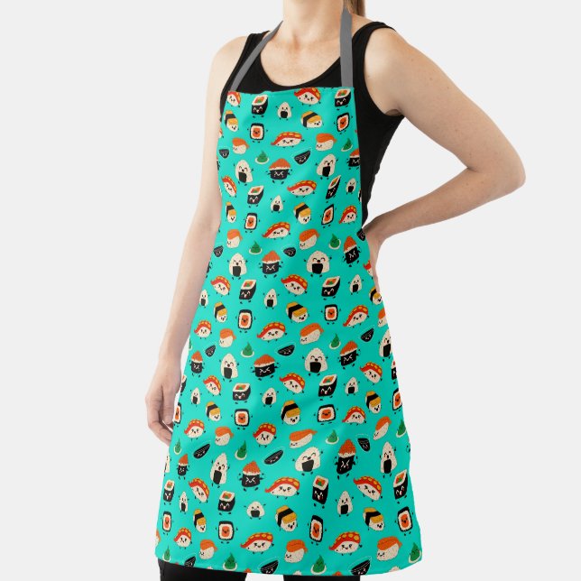 Cute Emoji Sushi Characters Japanese Food Chef Apron (Insitu)