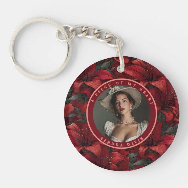 Cute emotional keepsake Lilies Flower Keychain (Front)