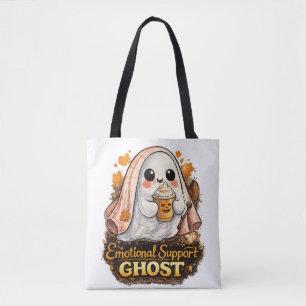 Cute Emotional Support Ghost Halloween Coffee Tote Bag