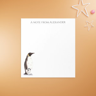 Cute emperor penguin with baby personalized notepad