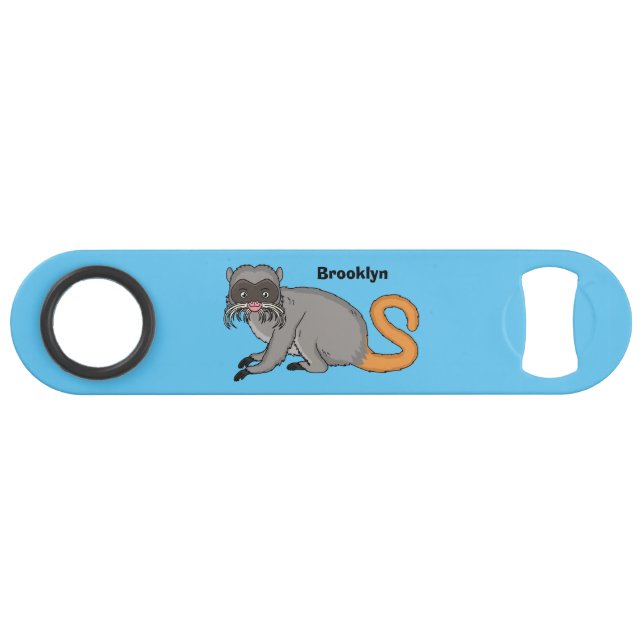 Cute Emperor Tamarin illustration cartoon Bar Key (Front (Horizontal))