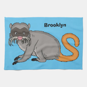 Cute Emperor Tamarin illustration cartoon Kitchen Towel