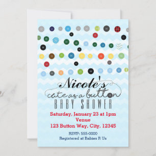 CUTE EN Baby shower BOUTON Invitations d'anniversa