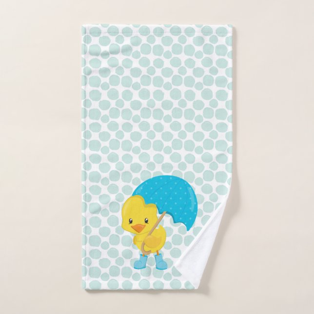 Cute en caoutchouc Ducky avec Motif de points bleu (Serviette à main)
