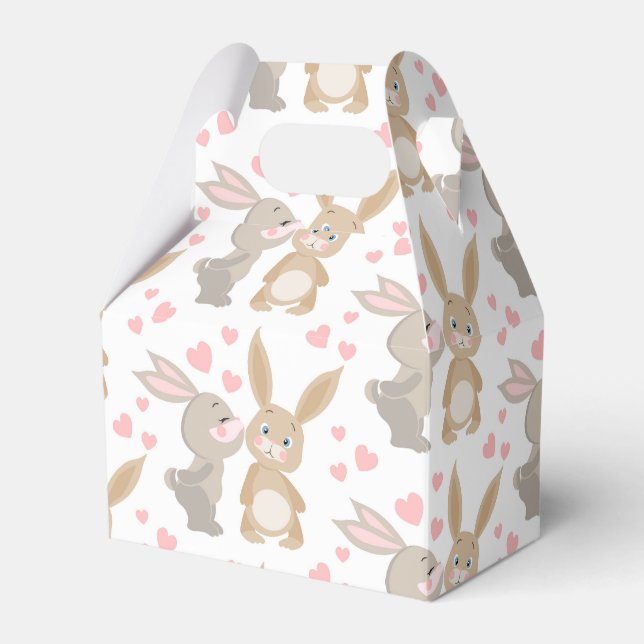Cute Enamoured Rabbits  Favor Box (Front Side)