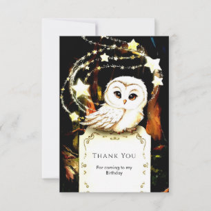 Cute Enchanted Owl Birthday Thank You Card