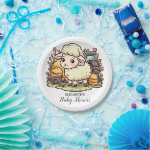 Cute Enchanted Sheep Baby Shower Paper Plate