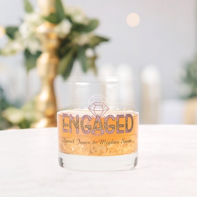 Cute Engaged add names Wedding Whiskey Glass (Insitu (Wedding))