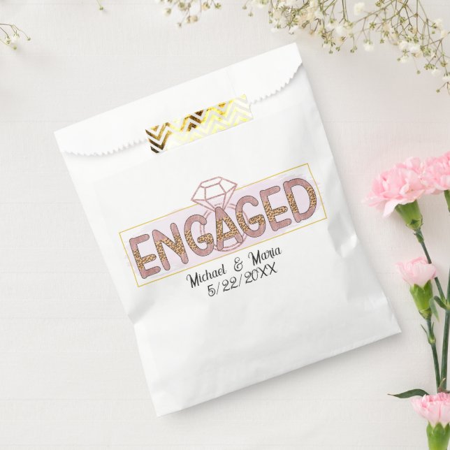 Cute engagement party add names date favour bag (Sealed)