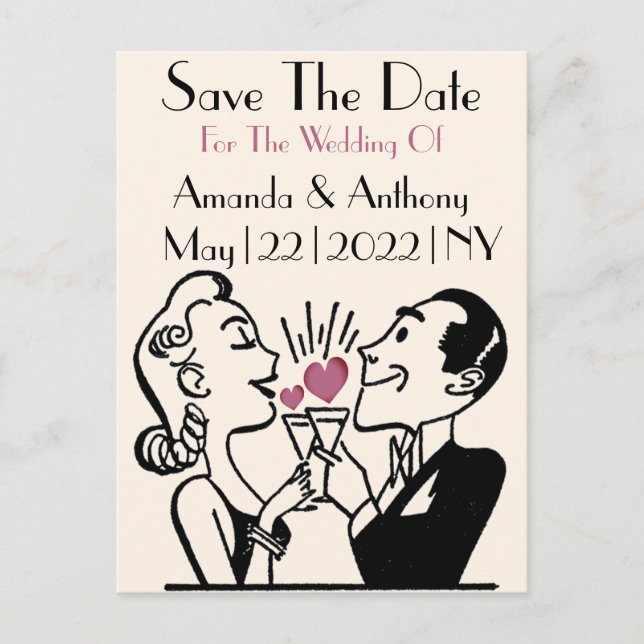 Cute Engagement & Save the Date Postcard (Front)