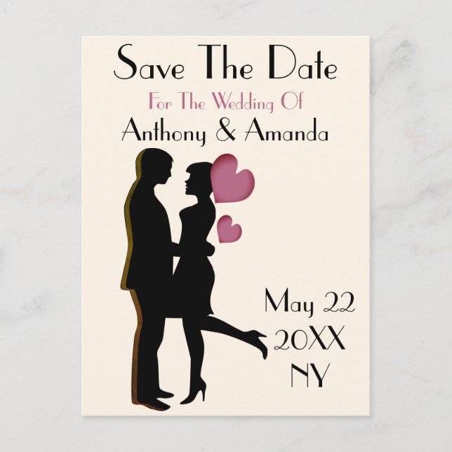 Cute Engagement & Save the Date Postcard (Front)