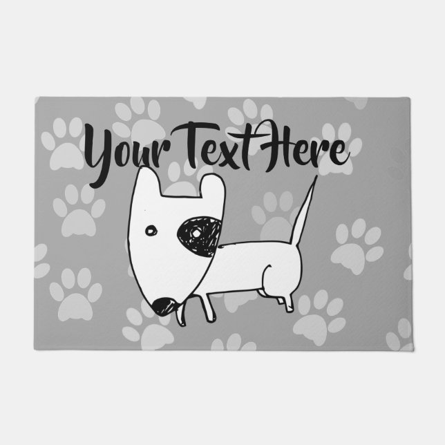 Cute English Bull Terrier Doormat (Front)