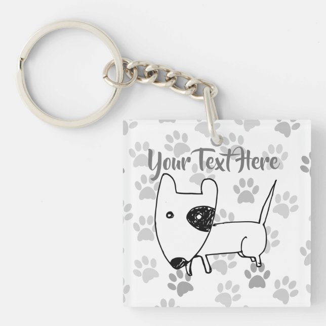 Cute English Bull Terrier Keychain (Front)
