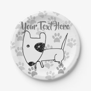 Cute English Bull Terrier Paper Plate