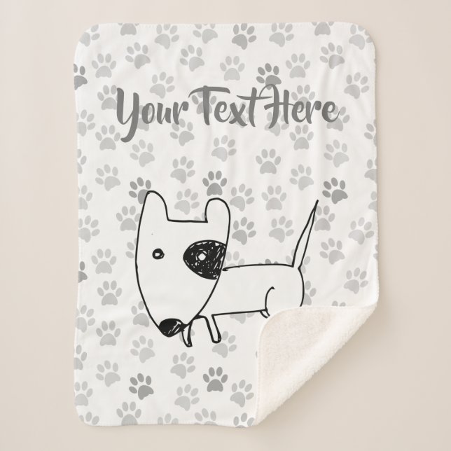 Cute English Bull Terrier Sherpa Blanket (Front)