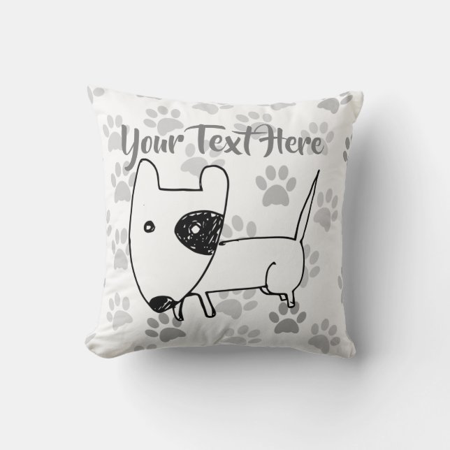 Cute English Bull Terrier Throw Pillow (Front)