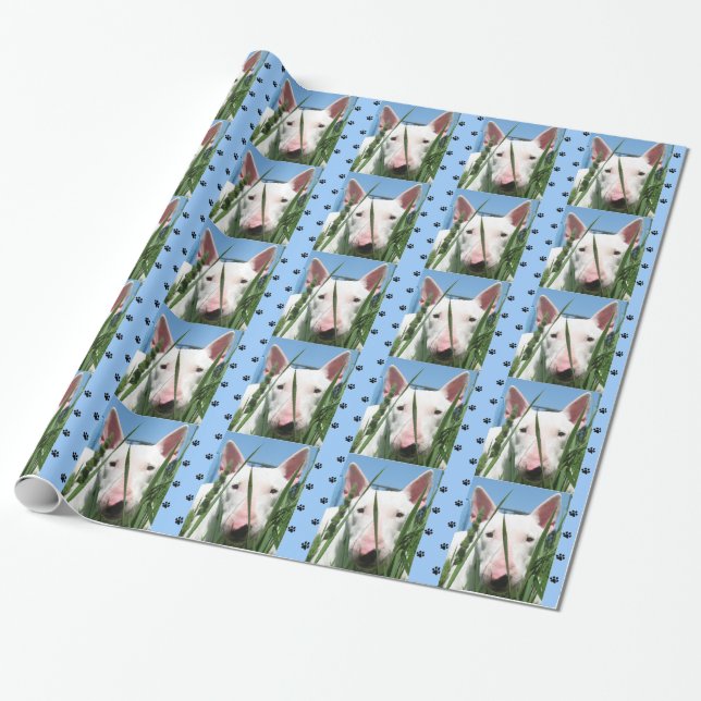Cute English Bull Terrier Wrapping Paper (Unrolled)