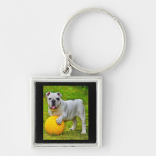 Cute English Bulldog Basketball Bulldog Lover Gift Keychain