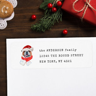 Cute English Bulldog Christmas Dog Return Address