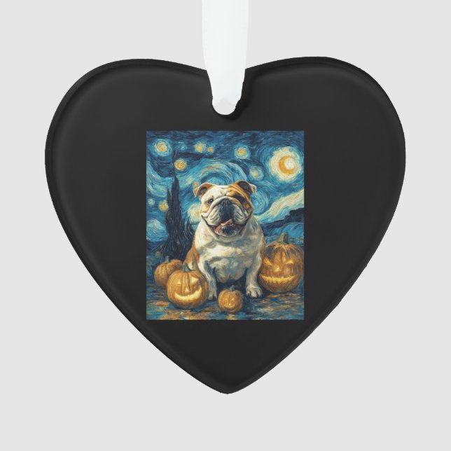 Cute English Bulldog Dog Halloween Jack O Lantern  (devant)