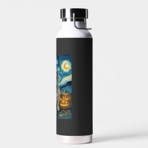 Cute English Bulldog Dog Halloween Jack O Lantern  Water Bottle