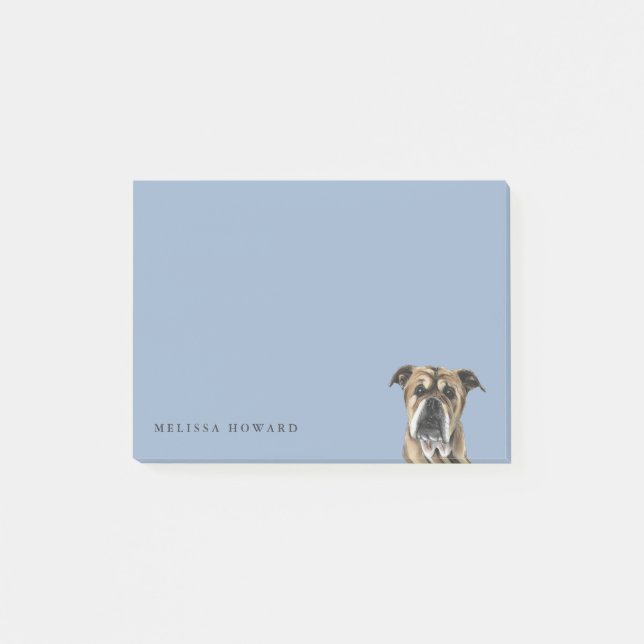 Cute English Bulldog Drawing Post-it Notes (Front)