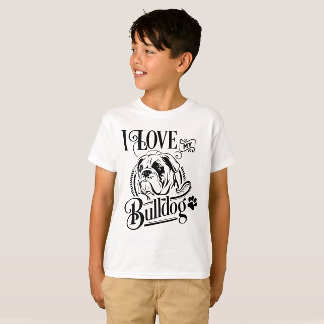 Cute  English Bulldog Mom Puppy Dog Mascot Boys T-Shirt (Front Full)