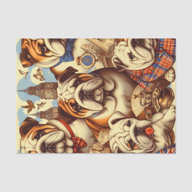 Cute English Bulldog Painting Tissue Paper (Front)