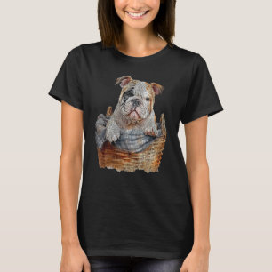 Cute English Bulldog Puppy Illustration For Dog Lo T-Shirt