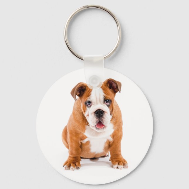 Cute English Bulldog Puppy Keychain (Front)