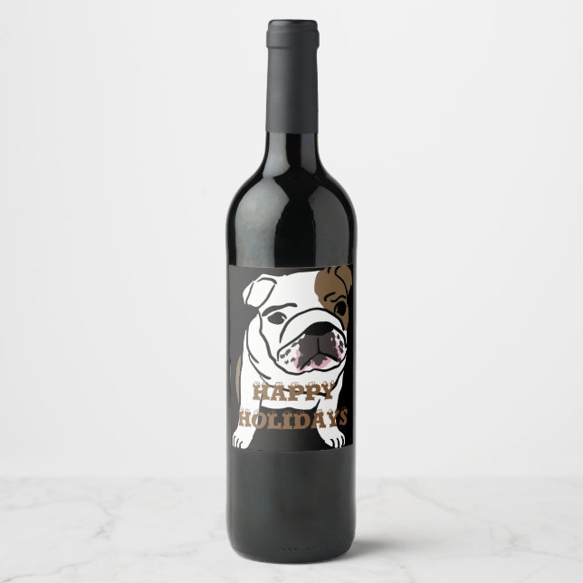 Cute English Bulldog Wine Label (Front)