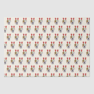 Cute English Bulldog with Reindeer Hat - Christmas Tissue Paper