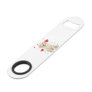 Cute English Cream Golden Retriever Dog Bar Key
