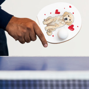 Cute English Cream Golden Retriever Dog Ping Pong Paddle