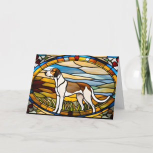 Cute English  Foxhound Stained Glass Card