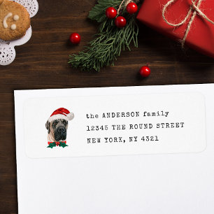Cute English Mastiff Christmas Dog Return Address