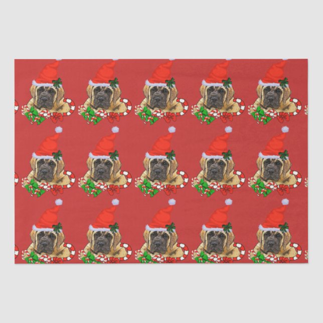 Cute English Mastiff Christmas Tissue Paper (Front)