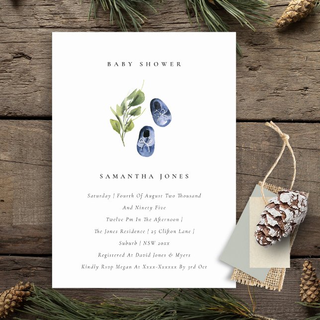 Cute Enk Blue Chaussures Foliage Garçon Invitation (Créateur téléchargé)