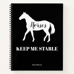 Cute Equestrian Solid Black Horses keep me stable  Notebook