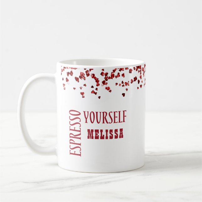 Cute Espresso Yourself Red Large and Bold Coffee Mug (Left)