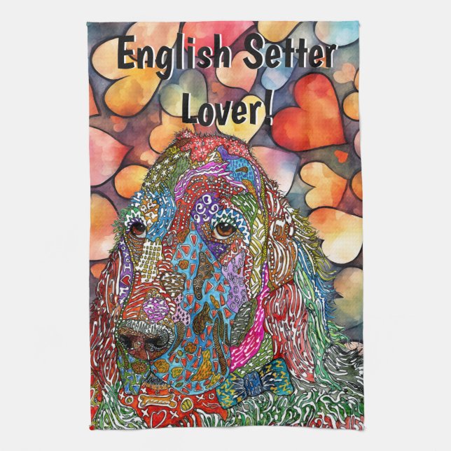 Cute et coloré anglais Setter Serviette de cuisine (Vertical)