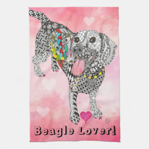 Cute et coloré Beagle Lover Serviette de cuisine
