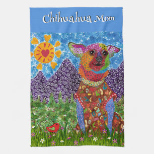 Cute et coloré Chihuahua Chig Serviette de cuisine