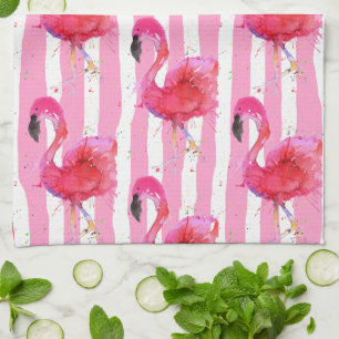 Cute et coloré Flamant rose rose serviette de cuis