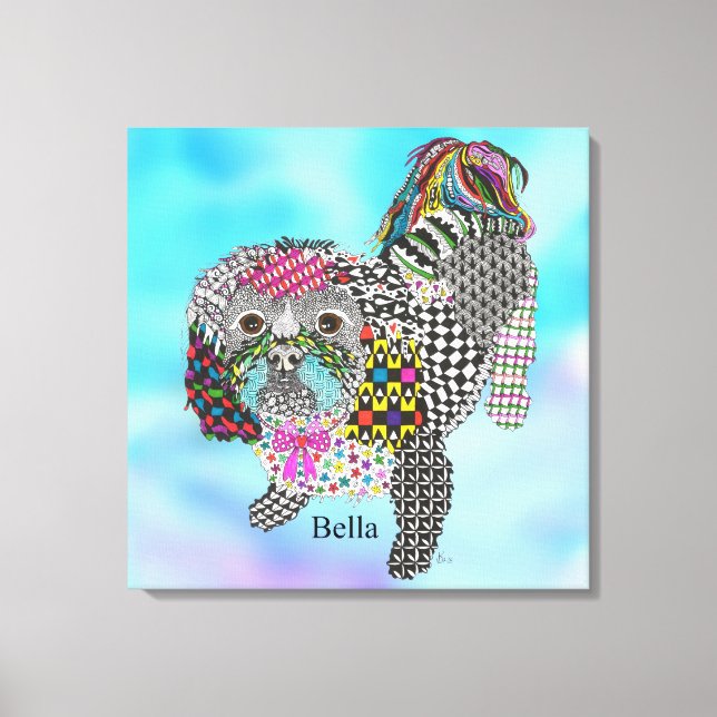 Cute et coloré Shih Tzu Toile enveloppée 24"x24" (Recto)